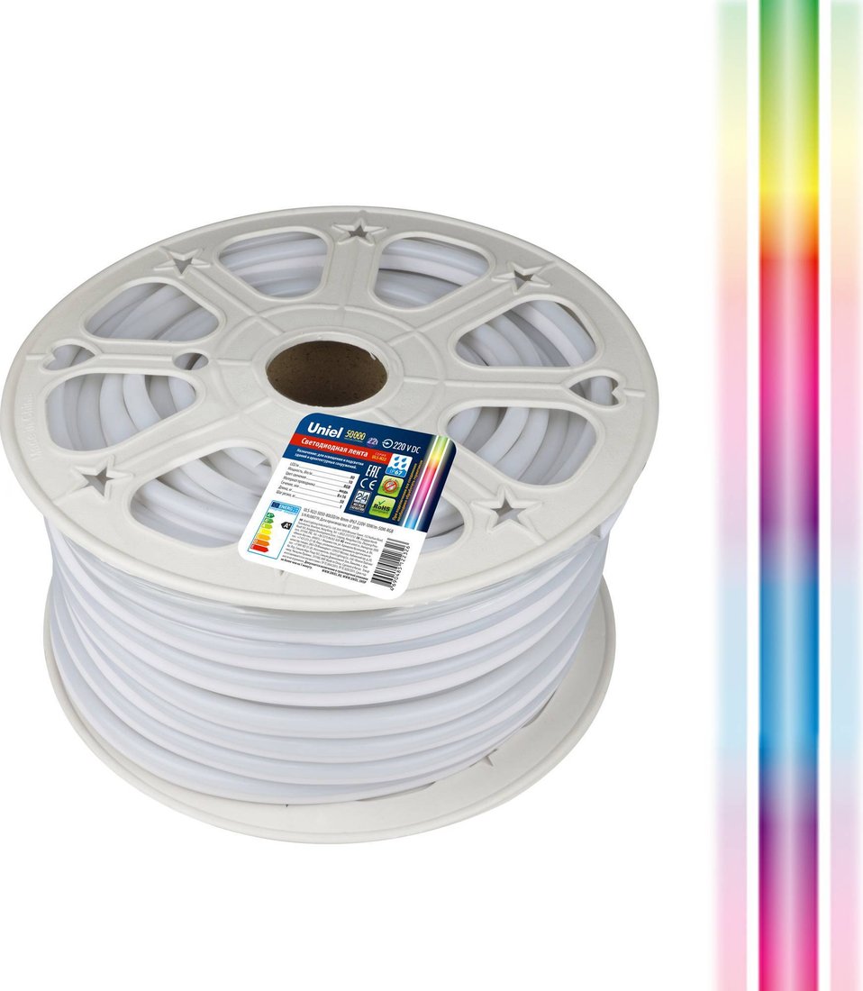 

Гибкий неон Uniel ULS-N22-5050-80LED/m-8mm-IP67-220V-10W/m-50M-RGB