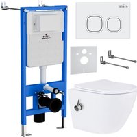 Унитаз подвесной Roxen Antares Bidet в комплекте с инсталляцией StounFix Dual Fresh 6 в 1 934445 (кнопка: белый глянец)