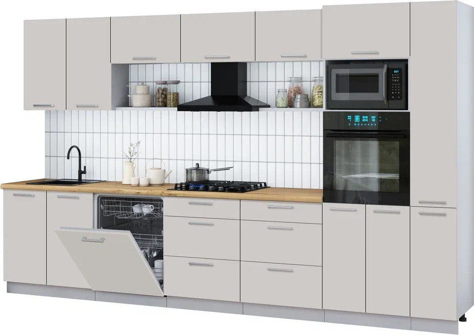 

Готовая кухня Интерлиния Мила Gloss 3.5-ПМ1 (кашемир/кашемир/дуб бунратти)