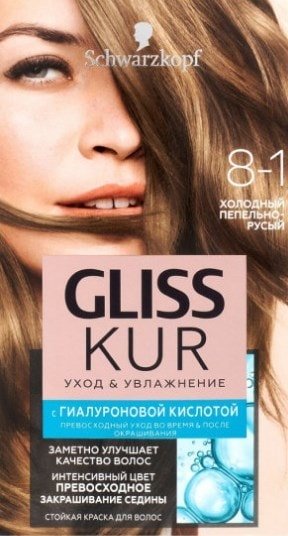 

Крем-краска для волос Gliss Kur Уход и увлажнение 8-1 холодный пепельно-русый
