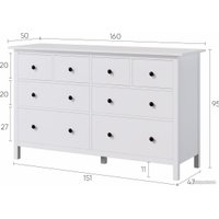 Комод Лузалес Кымор 8 ящиков (белый)