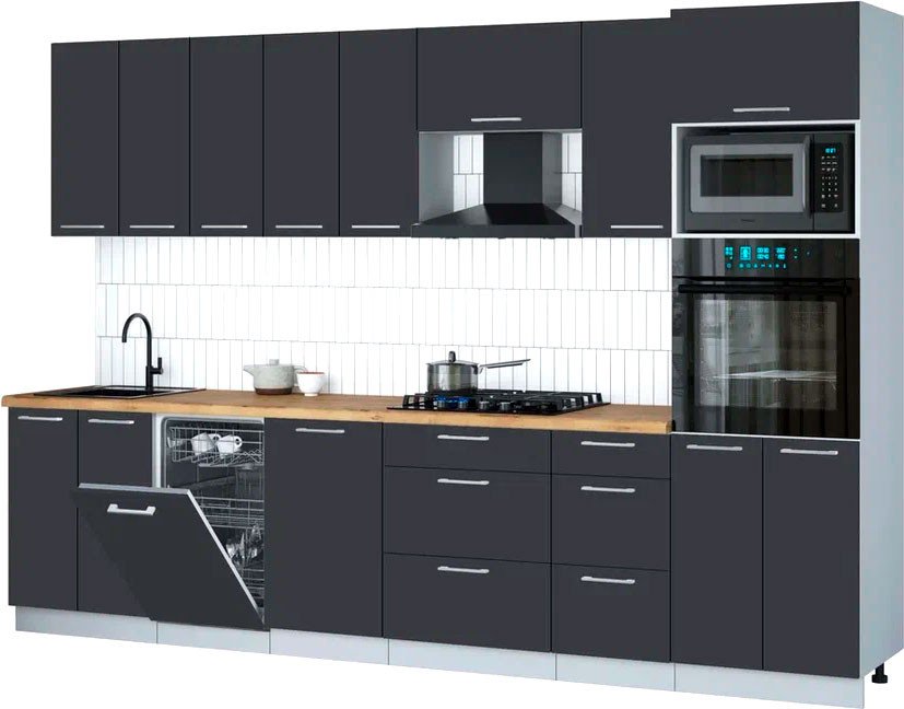 

Готовая кухня Интерлиния Мила Gloss 3.1-ПМ3 (пепел/пепел/дуб бунратти)