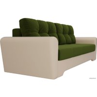 Диван Лига диванов Амстердам 28252 (микровельвет/экокожа, зеленый/бежевый)