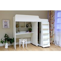 Кровать-чердак Красная звезда Р440 Капризун 5 со шкафом 180x80 (белый)