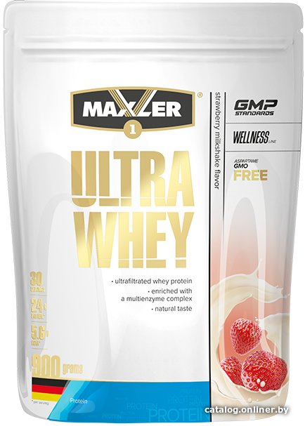 Протеин комплексный Maxler Ultra Whey (клубничный коктейль, 900г)