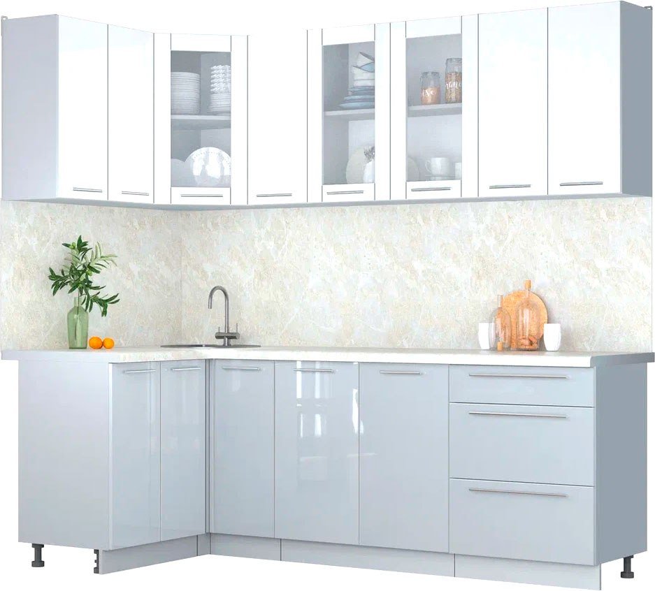 

Готовая кухня Интерлиния Мила Пластик 1.2x2.3 (белый глянец/туманный глянец/опал светлый)