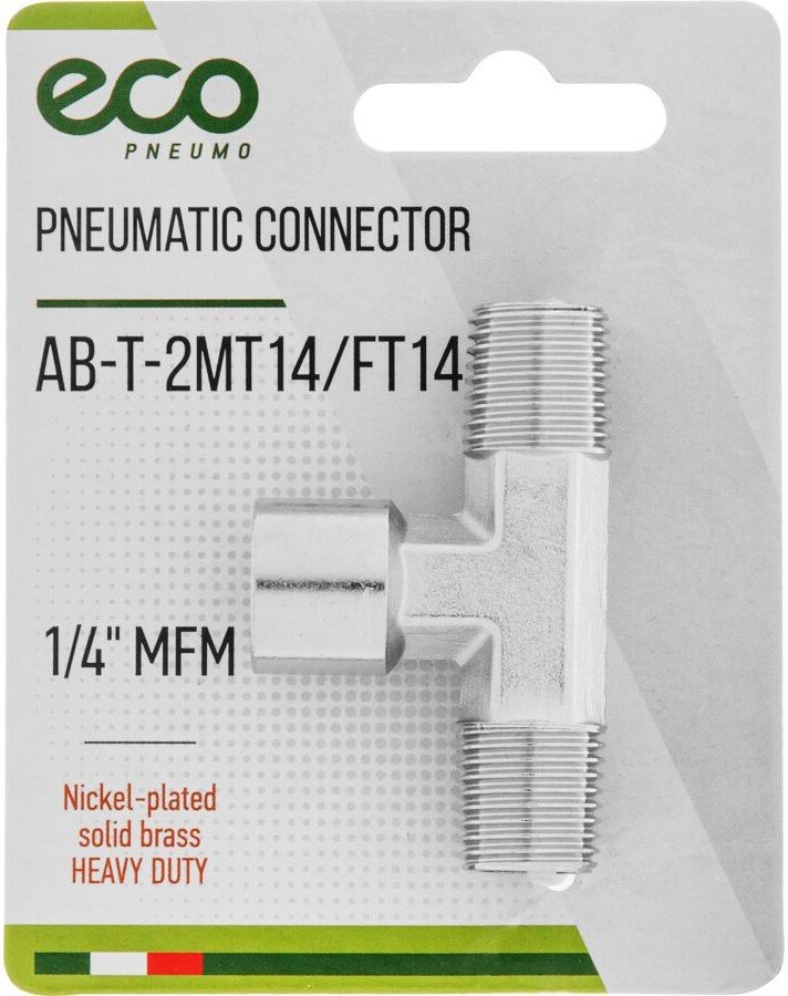 Фитинг ECO Соединитель пневматический 1/4 AB-T-2MT14/FT14