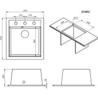 Кухонная мойка ZorG Rock 60 Premium black metallic
