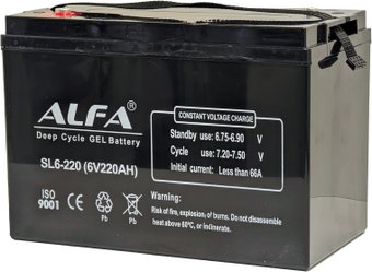 Тяговый аккумулятор ALFA 6V-220Ah(C20) L+ (220 А·ч)