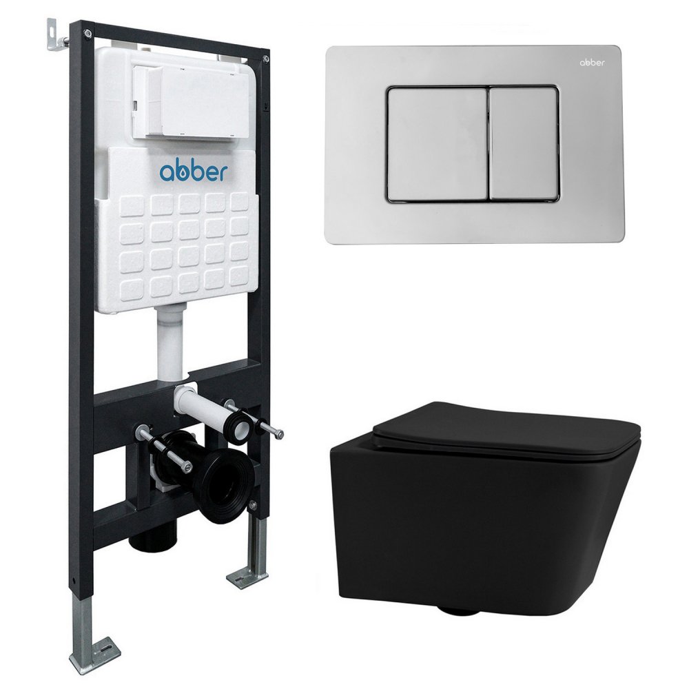 

Унитаз подвесной Abber Rechteck AC1201MB-AC0105-AC0120 (с кнопкой смыва)