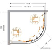 Душевой уголок Cezares RELAX-304-RH-2-120/90-C-BORO