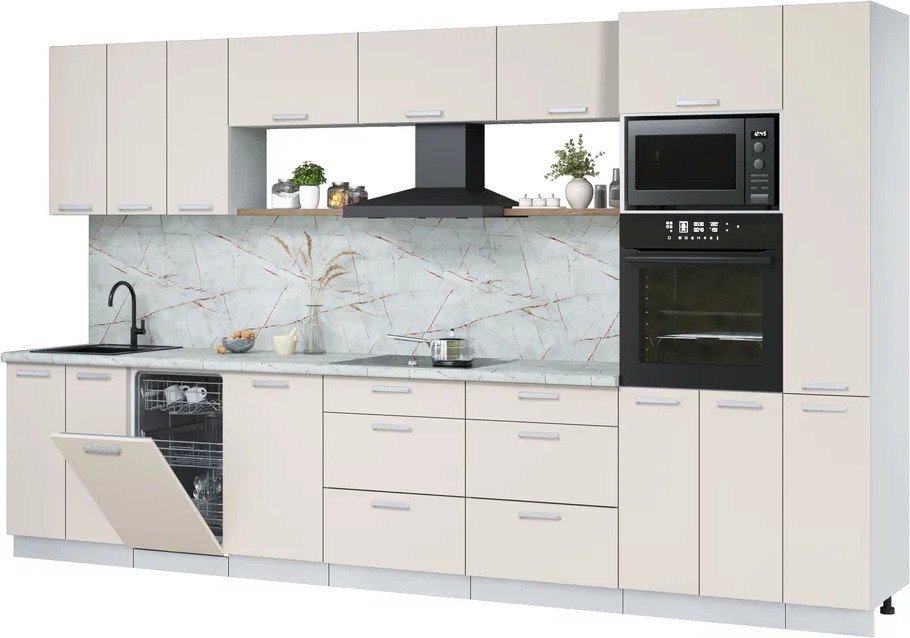 

Готовая кухня Интерлиния Мила Лайт 3.6-ПМ3 (персидский жемчуг/персидский жемчуг/серый каспий)