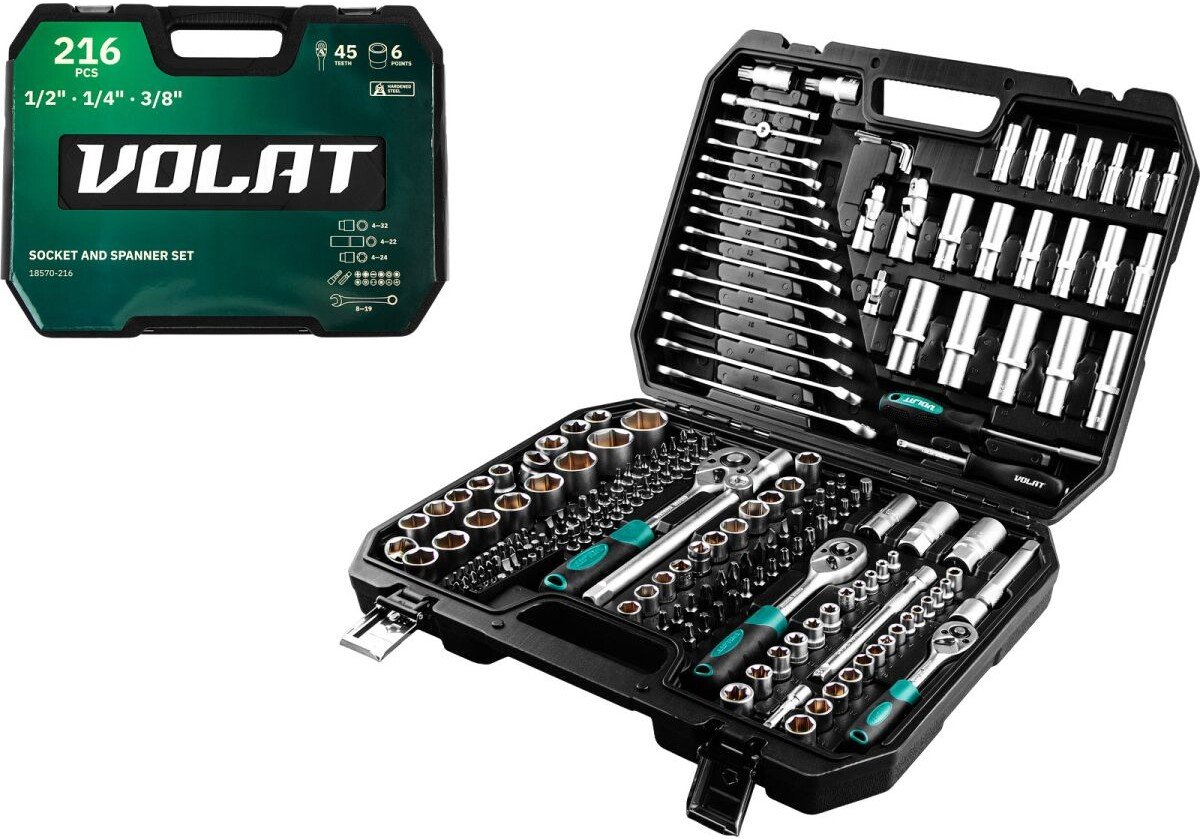 

Универсальный набор инструментов Волат 18570-216 (216 предметов)