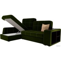 Угловой диван Лига диванов Брюссель 29387 (левый, микровельвет, зеленый)