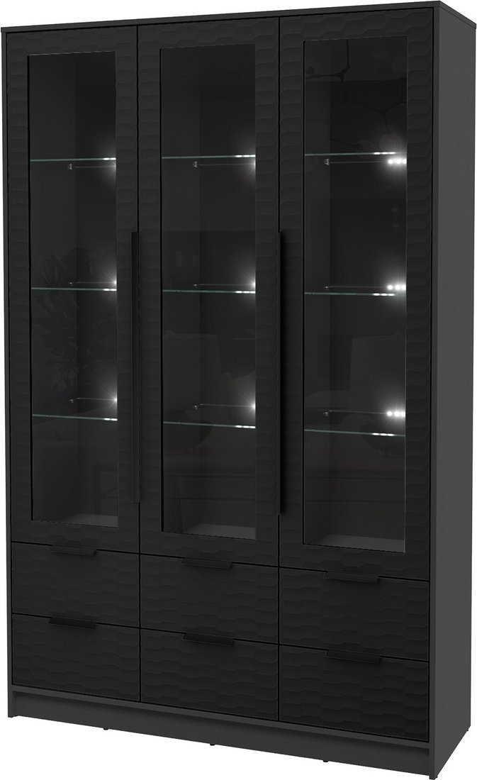 

Шкаф-витрина Интерлиния Концепт Зодиак КТ-ШВ3 с подсветкой (антрацит/черный)