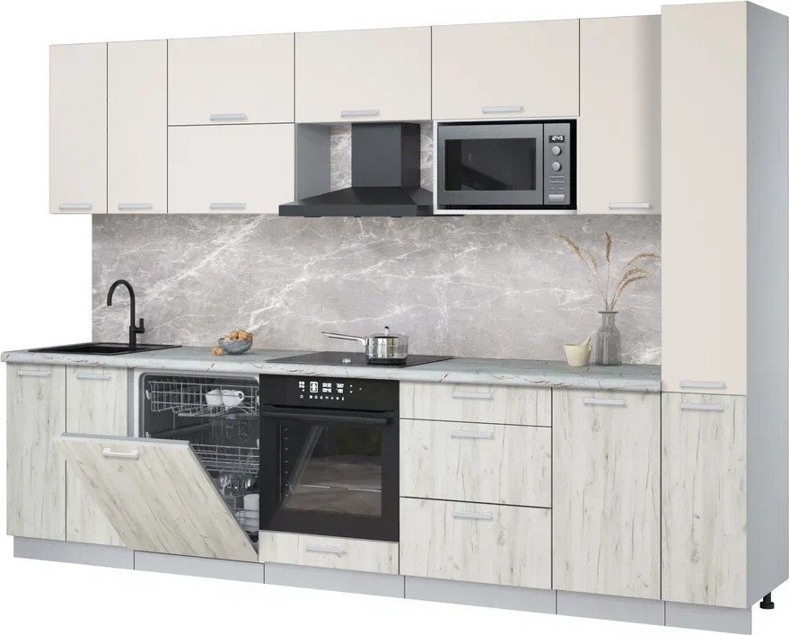 

Готовая кухня Интерлиния Мила Лайт 3.1-ПМ2 (персидский жемчуг/дуб белый/серый каспий)