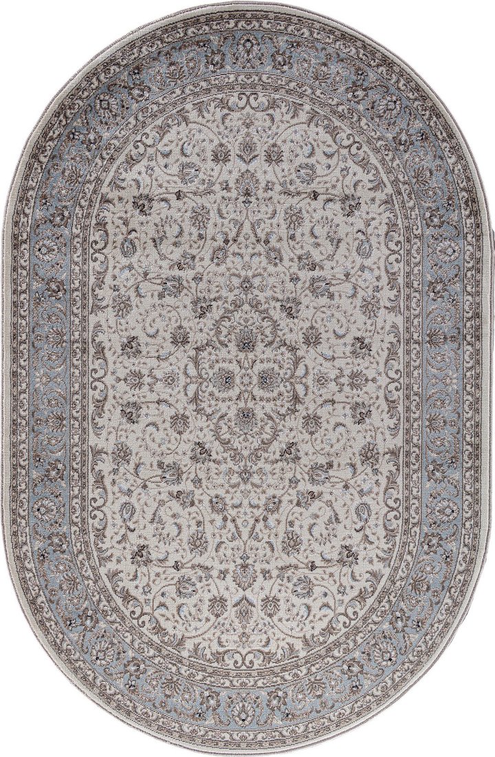 

Ковер для жилой комнаты Merinos Valencia Deluxe F014-OVAL-CREAM-L.BLUE (2x4)