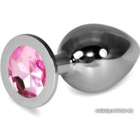 Анальная пробка Lovetoy Silver Clear Rosebud L RO-SLPink