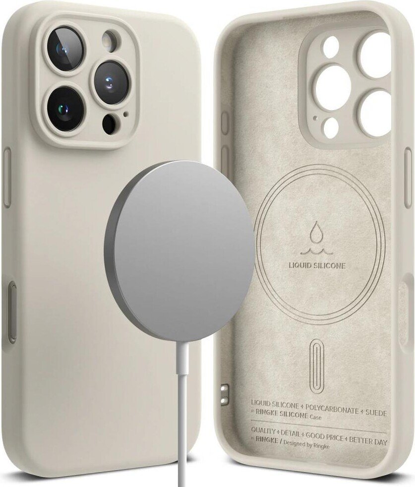 

Чехол для телефона Ringke Silicone Magnetic Magsafe для Apple iPhone 16 Pro Stone