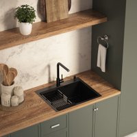 Кухонная мойка Basic CL DS Decor 60x50 (черный, коландер, дозатор)