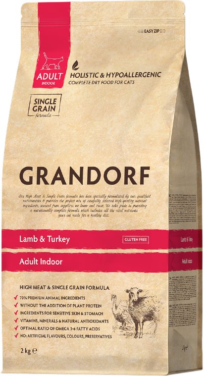 

Сухой корм для кошек Grandorf Lamb&Turkey Adult Indoor (ягненок и индейка) 2 кг