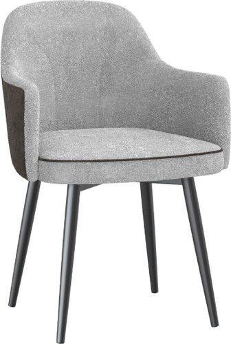 Стул с подлокотниками Олмеко Бьюли (велюр Панда сильвер маус/велюр Панда браун шоколад/черный)