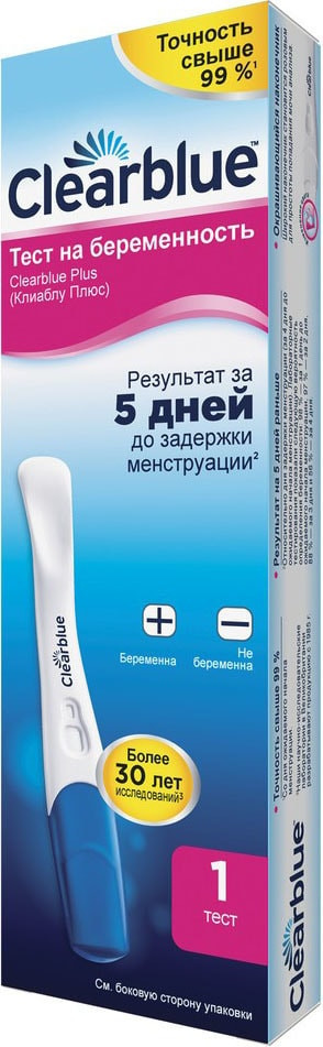 

Тест на беременность Clearblue Plus 1 шт