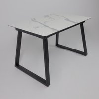 Кухонный стол Lepremo AV 1208 HPL+МДФ раздвижной 1200-1600x800 (мрамор белый/черный)