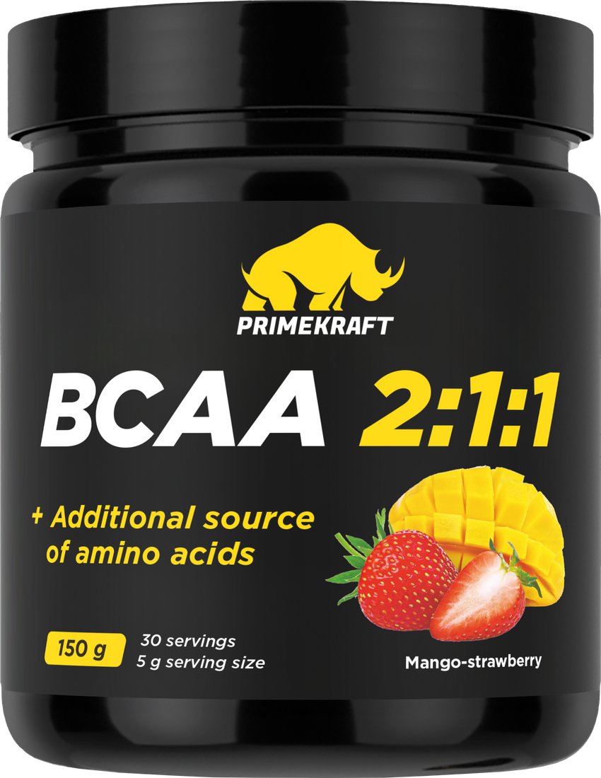 

BCAA Prime Kraft 2:1:1 (150г, манго-клубника, банка)