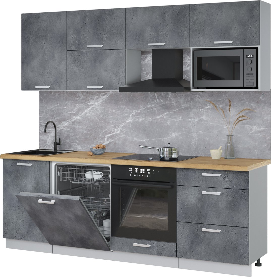 

Готовая кухня Интерлиния Мила Лайт 2.3-ПМ2 (бетон портленд/бетон портленд/дуб бунратти)