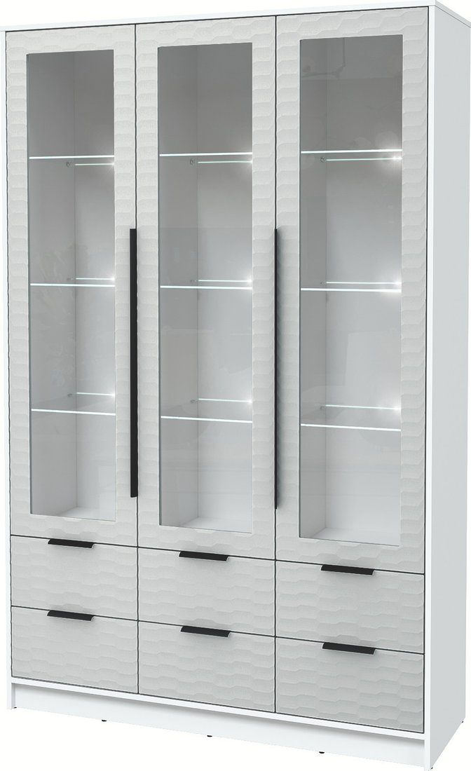 

Шкаф-витрина Интерлиния Концепт Зодиак КТ-ШВ3 с подсветкой (белый платинум/грей)