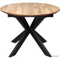 Кухонный стол ОКА Раунд 100-140x75 (дуб натуральный/черный)