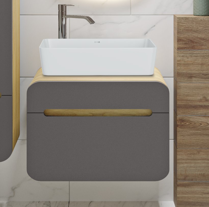 

Runo Тумба под умывальник Ницца 60 (подвесная, дуб натуральный/графит)