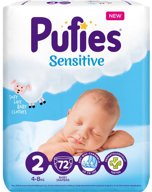 

Подгузники Pufies Sensitive Mini 4-8 кг (72 шт)