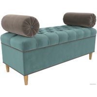 Банкетка Лига диванов Глория 113657 (велюр бирюзовый/коричневый/коричневый)