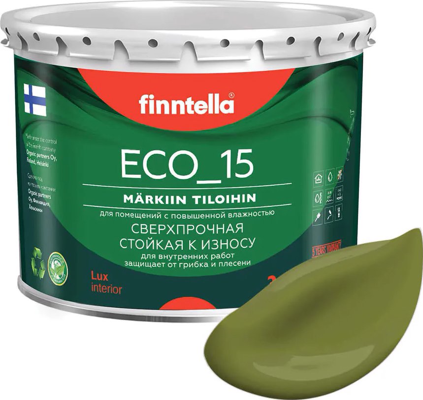 

Краска Finntella Eco 15 Ruoho F-10-1-3-FL030 2.7 л (травяной зеленый)