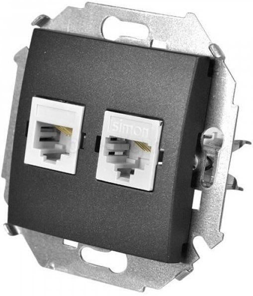 

Розетка компьютерная Simon 1591590-038 (графит)