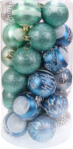 Елочная игрушка Miland Праздник в голубых оттенках НУ-4203 (30шт, 6см)