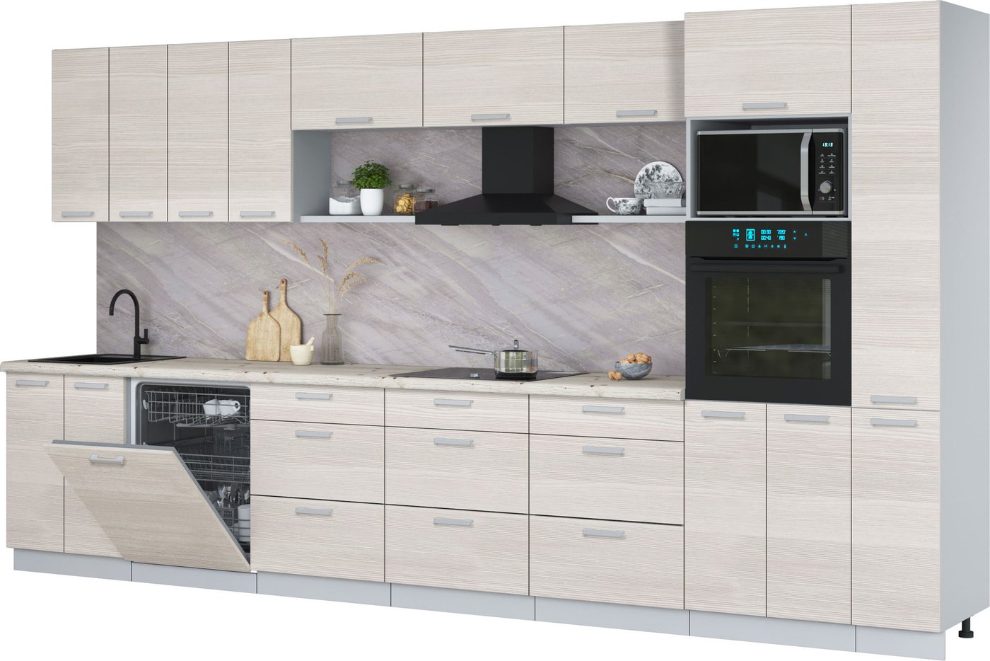 

Готовая кухня Интерлиния Мила Лайт 3.9-ПМ1 (вудлайн кремовый/вудлайн кремовый/бискайская сосна)