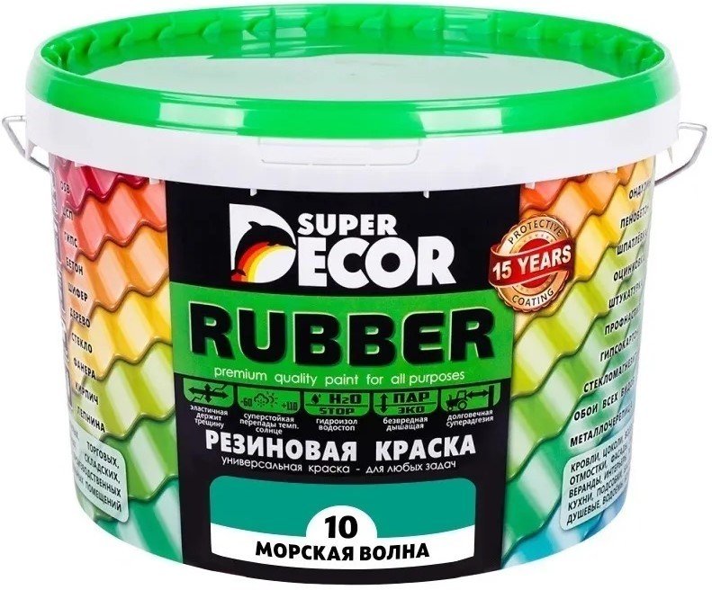 

Краска Super Decor Резиновая 6 кг (№10 Морская волна)