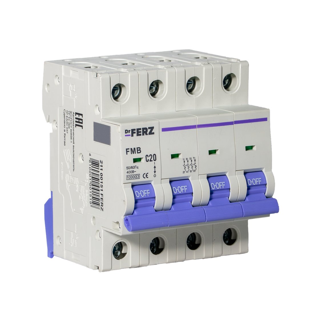 Выключатель автоматический Dr.Ferz FMB-C 10kA 4P 20 C 21100151FERZ