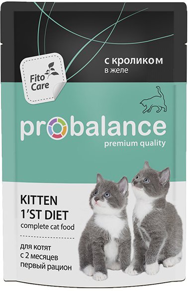 

Пресервы Probalance 1st Diet Kitten с кроликом в желе 85 г