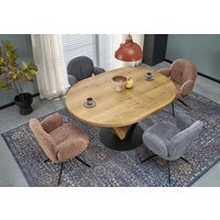 Кухонный стол Halmar Fanis okragly 120-160/120/78 (натуральный/черный)