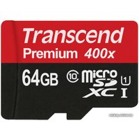 Карта памяти Transcend microSDXC UHS-I 400x Premium (Class 10) 64GB (TS64GUSDU1)