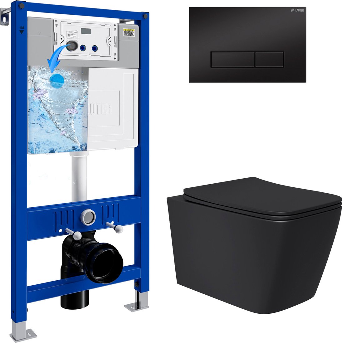 

Унитаз подвесной Lauter Magdeburg 21103EC + 21901002 (кнопка узкая, черный)