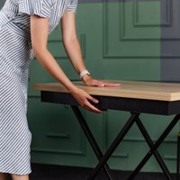 Стол-трансформер Levmar Apollo D89/S53 (дуб сонома/черные опоры)