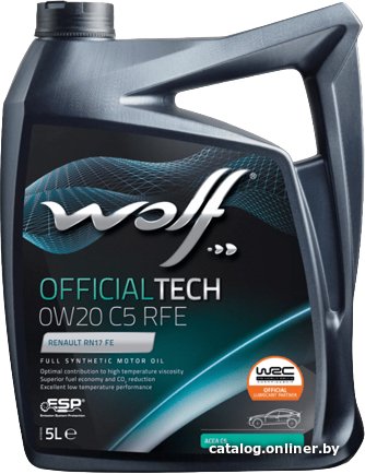 Моторное масло Wolf OfficialTech 0W-20 C5 RFE 5л