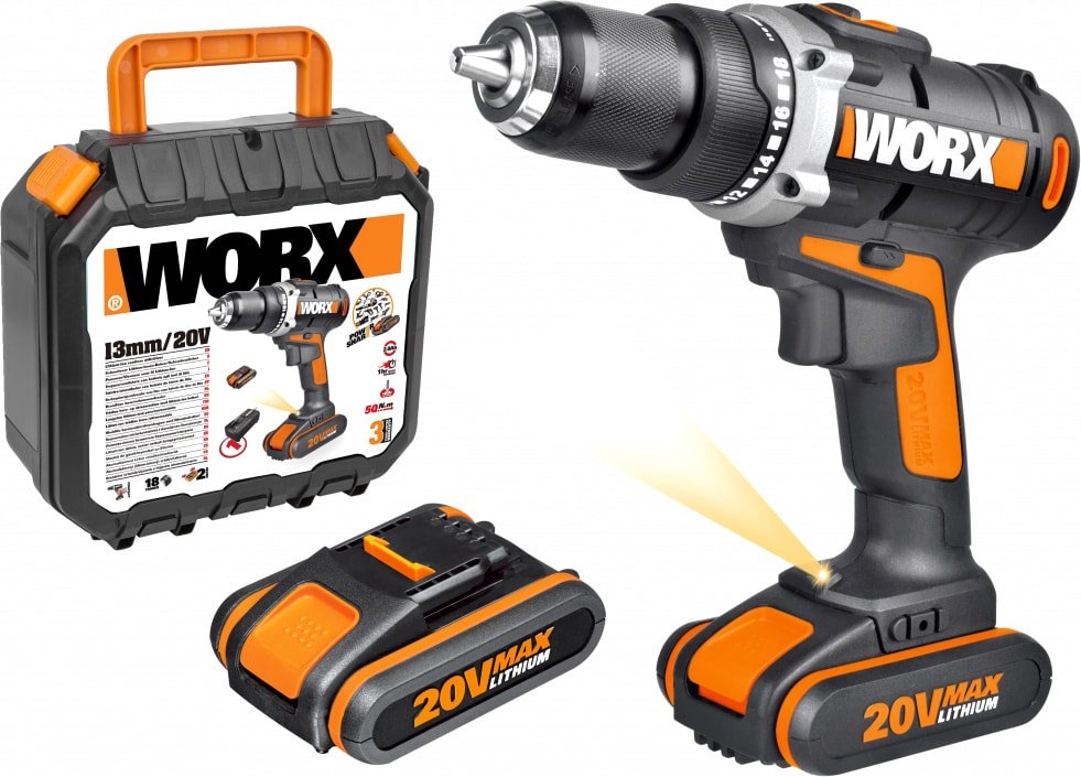 

Дрель-шуруповерт Worx WX183.1 (с 2-мя АКБ, кейс)