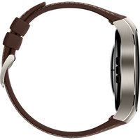 Умные часы Huawei Watch 5 46 мм (титановый, с коричневым силиконовым ремешком, международная версия)