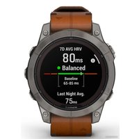 Умные часы Garmin Fenix 7 Pro Sapphire Solar (титан/каштановый, с кожаным и силиконовым ремешками)